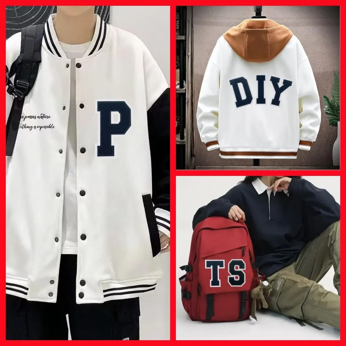 2Pcs 5.0" Black Chenille Letter Patches, Iron On Embroidered Alphabet Patches for Clothing, Jeans, Jackets, Backpacks, Hats- Varsity Letters with White Border (Letter P)