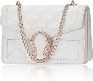Aiqudou Crossbody Bag and Satchel Purse for Women - Fashion Snake Print Chain Purse Luxury PU Leather HandBag