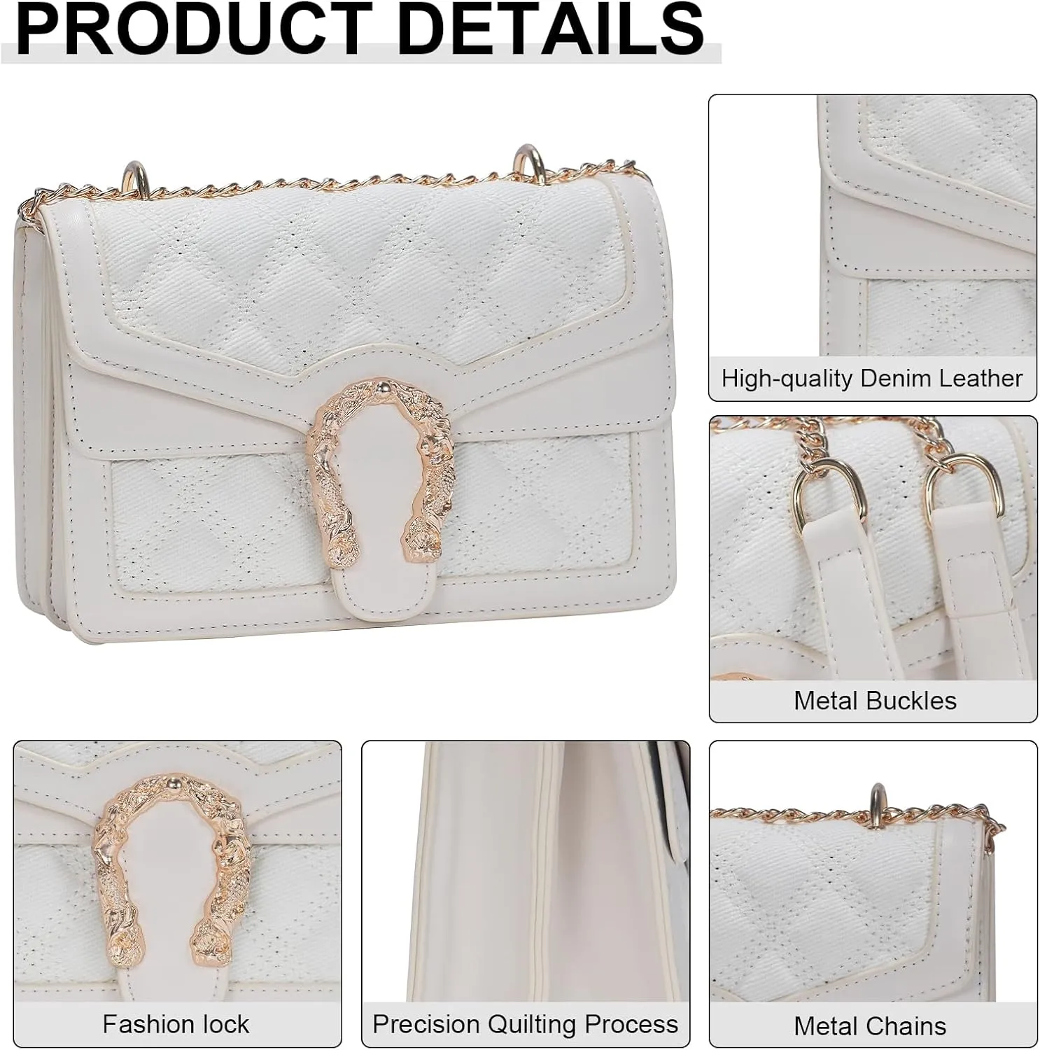 Aiqudou Crossbody Bag and Satchel Purse for Women - Fashion Snake Print Chain Purse Luxury PU Leather HandBag