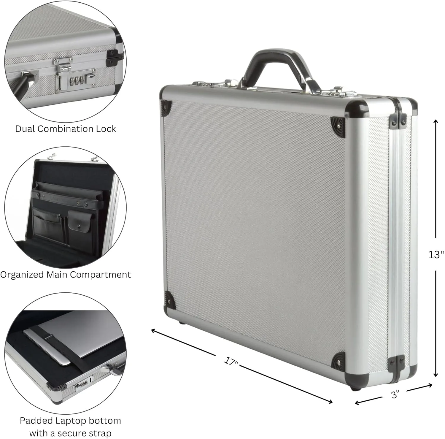 Alpine Swiss Executive Aluminum Briefcase Padded Laptop Briefcase For Men Hard Shell Attache Case Combo Lock Business Case