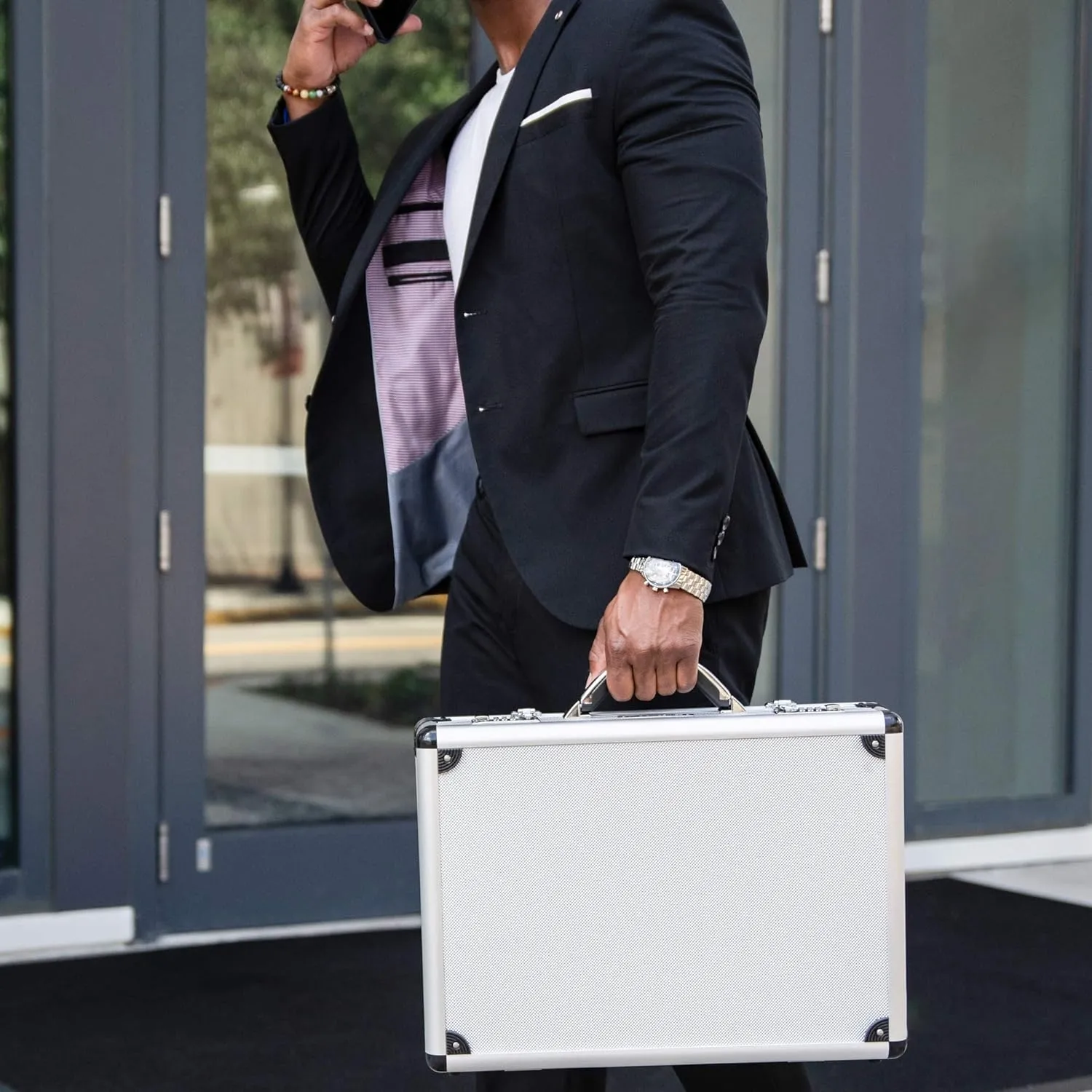 Alpine Swiss Executive Aluminum Briefcase Padded Laptop Briefcase For Men Hard Shell Attache Case Combo Lock Business Case