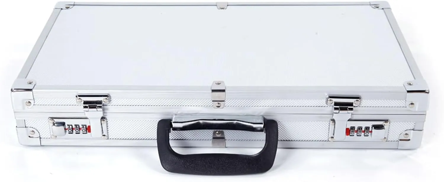 Aluminum Briefcase with Lock, Metal Hard Case with Foam, Locking Gun Pistol Handgun Lock Box,Combination Locks Business Suitcase for Men, Hard Shell Storage Carry Case,for Laptop & Documents