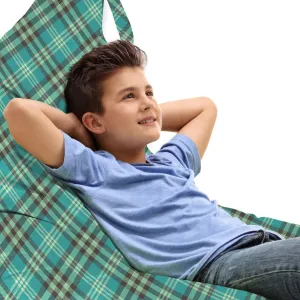 Ambesonne Brown Plaid Lounger Chair Bag, Scottish Tartan Background Forming in Symmetry, High Capacity Storage with Handle Container, Lounger Size, Almond Green Umber