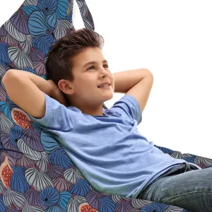 Ambesonne Fruit Lounger Chair Bag, Half Whole Fig Fruits Ripe Gourmet Vivid Mediterranean Region Artwork, High Capacity Storage with Handle Container, Lounger Size, Blue Purple Grey