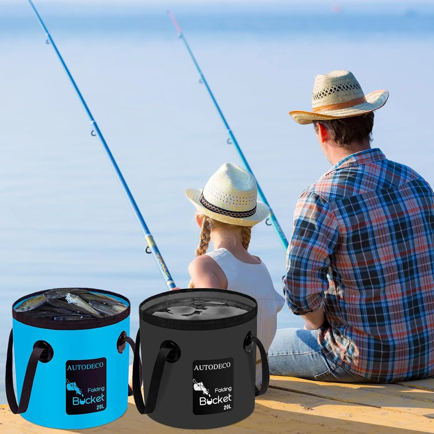AUTODECO 5 Gallon Collapsible Bucket Water Container Portable Wash Basin for Fishing Camping Car Washing Hiking 20L