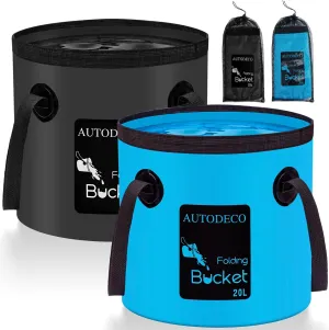 AUTODECO 5 Gallon Collapsible Bucket Water Container Portable Wash Basin for Fishing Camping Car Washing Hiking 20L