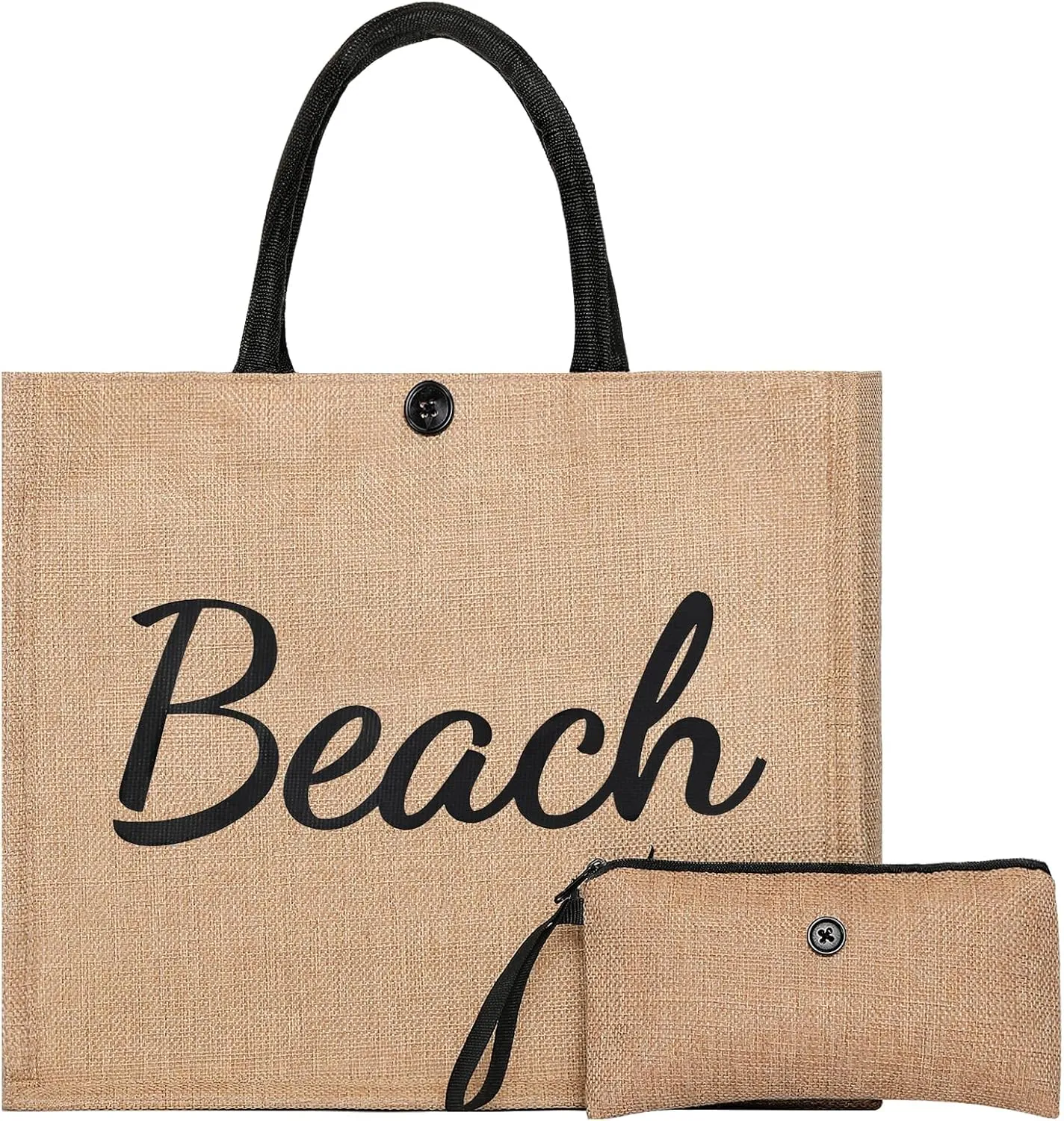 Beach Bag, Large Beach Bag for Women, Woven Straw Tote Bag, Weaving Swim Gym Shopping Travel Bag with Button