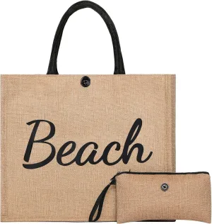 Beach Bag, Large Beach Bag for Women, Woven Straw Tote Bag, Weaving Swim Gym Shopping Travel Bag with Button