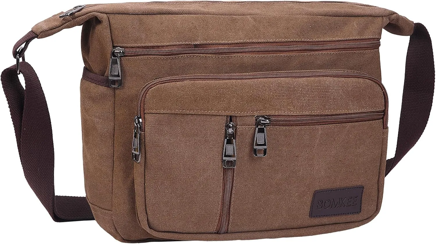 BOMKEE Canvas Messenger Bag, Satchel Bag Vintage Canvas Shoulder Bags Crossbody Laptop Side Bag for Work School Travel