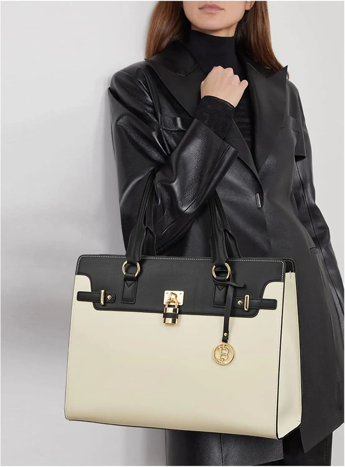 BOSTANTEN Briefcase for Women 15.6 inch Leather Laptop Bag Vintage Slim Lawyer Business Bag Stylish Work Purse