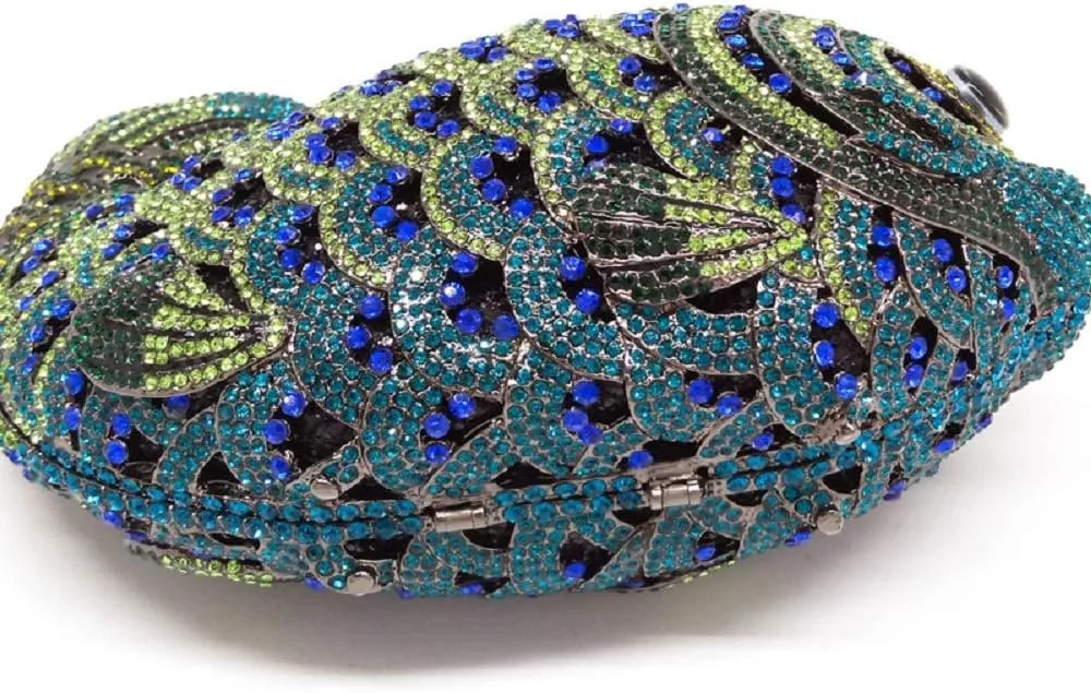Boutique De FGG Fish Rhinestone Clutch Purses for Women Formal Evening Bags Prom Purse Wedding Party Crystal Clutch Bag,Mini