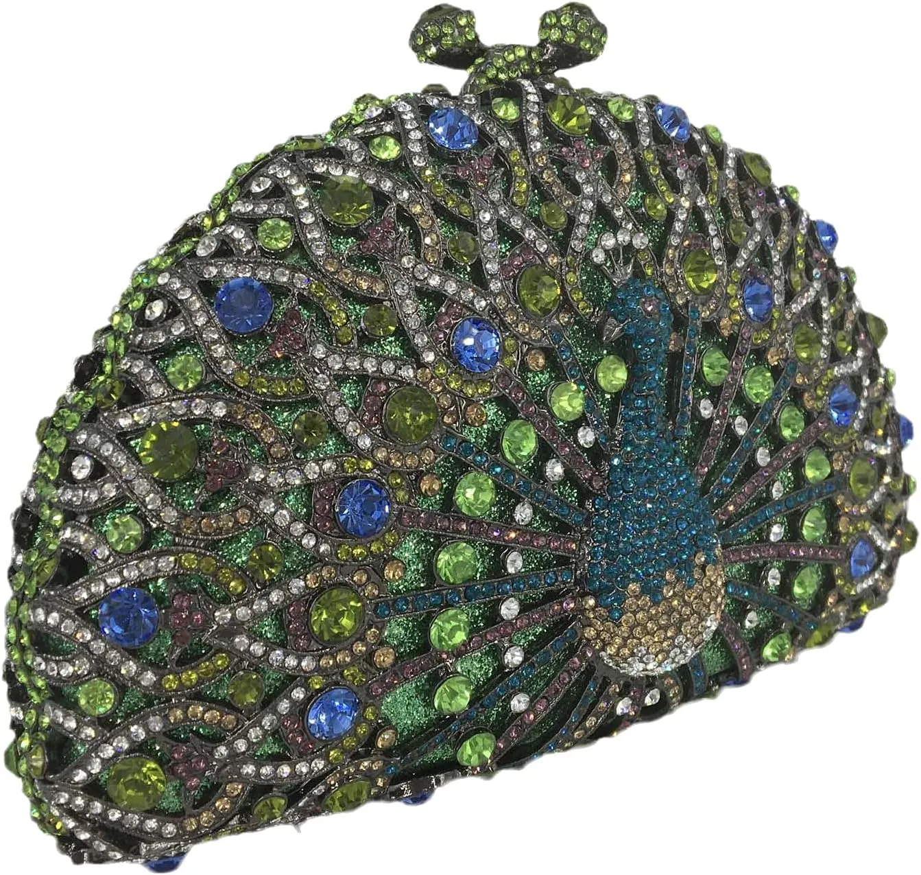 Boutique De FGG Peacock Clutch Bag Women Crystal Evening Handbags Bridal Wedding Rhinestone Clutch Purse Party Prom Bag,Mini