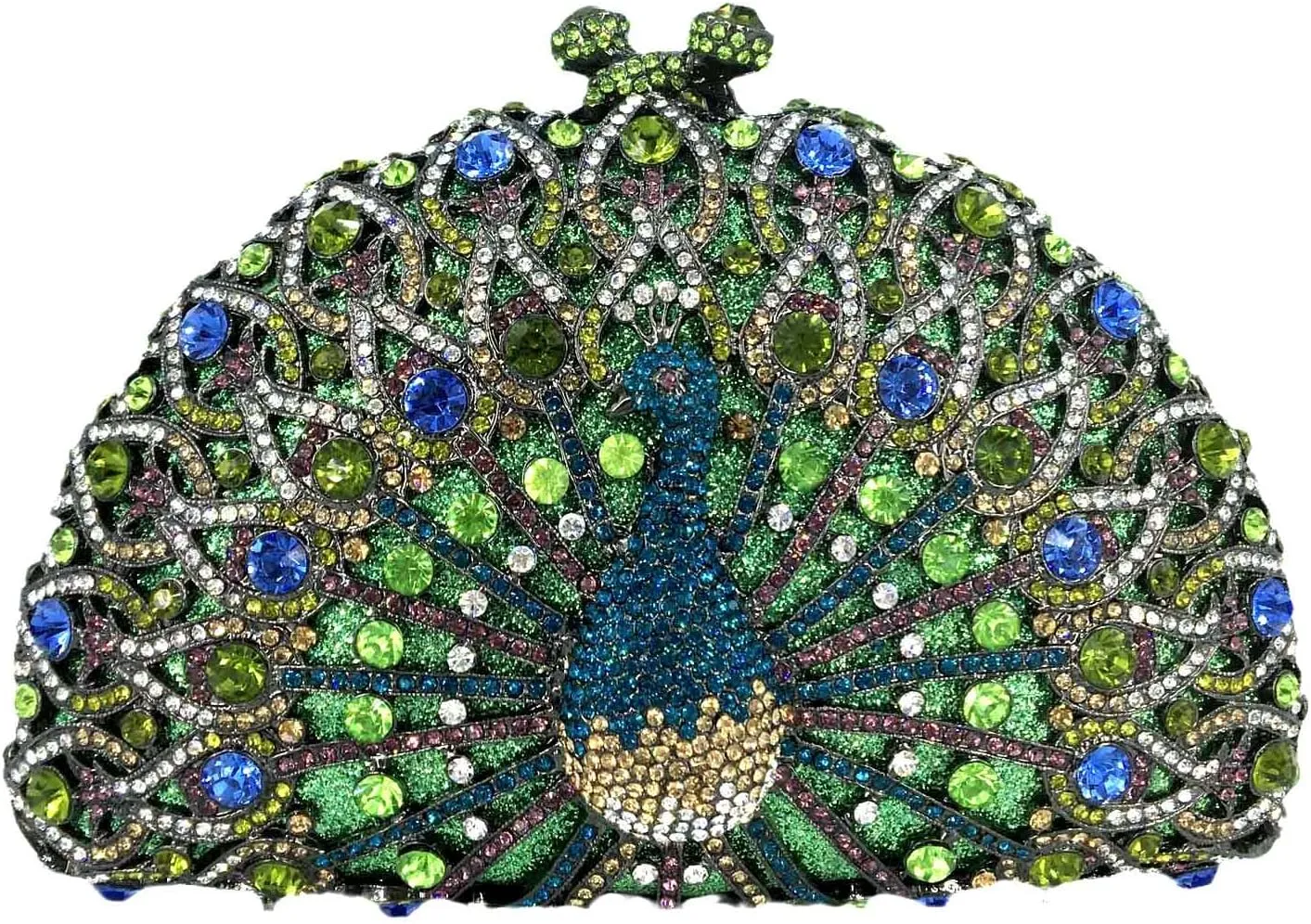 Boutique De FGG Peacock Clutch Bag Women Crystal Evening Handbags Bridal Wedding Rhinestone Clutch Purse Party Prom Bag,Mini