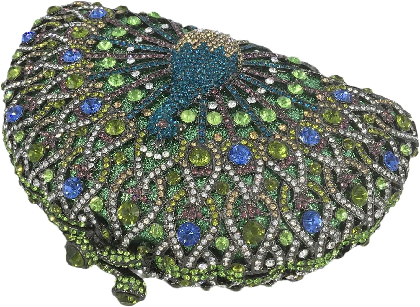 Boutique De FGG Peacock Clutch Bag Women Crystal Evening Handbags Bridal Wedding Rhinestone Clutch Purse Party Prom Bag,Mini