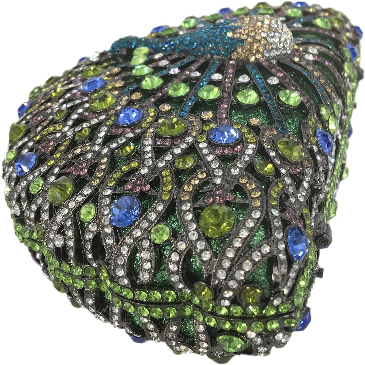 Boutique De FGG Peacock Clutch Bag Women Crystal Evening Handbags Bridal Wedding Rhinestone Clutch Purse Party Prom Bag,Mini
