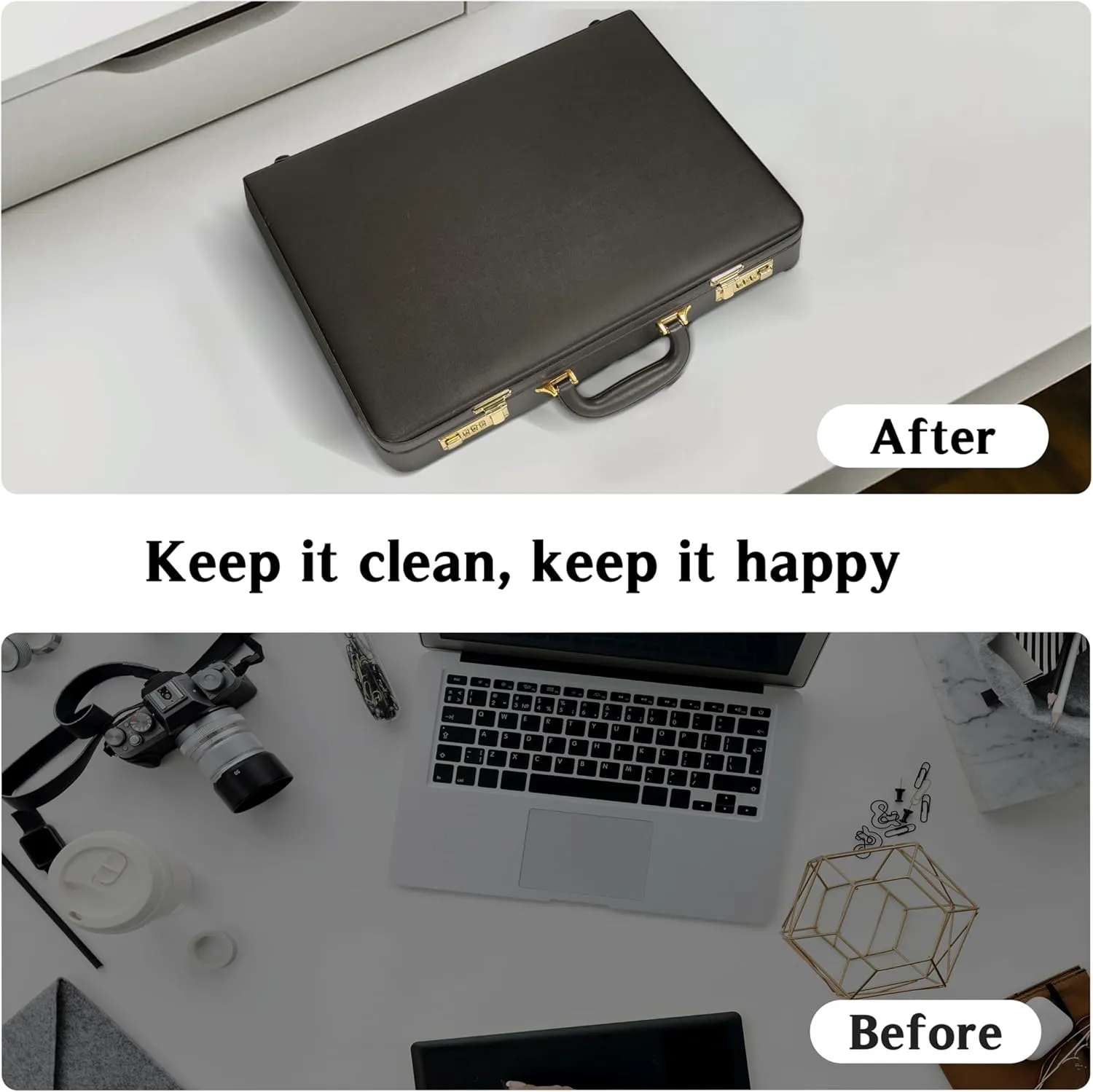 Briefcases for Men, Professional Leather Briefcase with Lock, Hard Shell Business Brief Case, Durable Executive Attache Case for Laptop Documents, Mens Hard Briefcase for Work Office Travel, Black