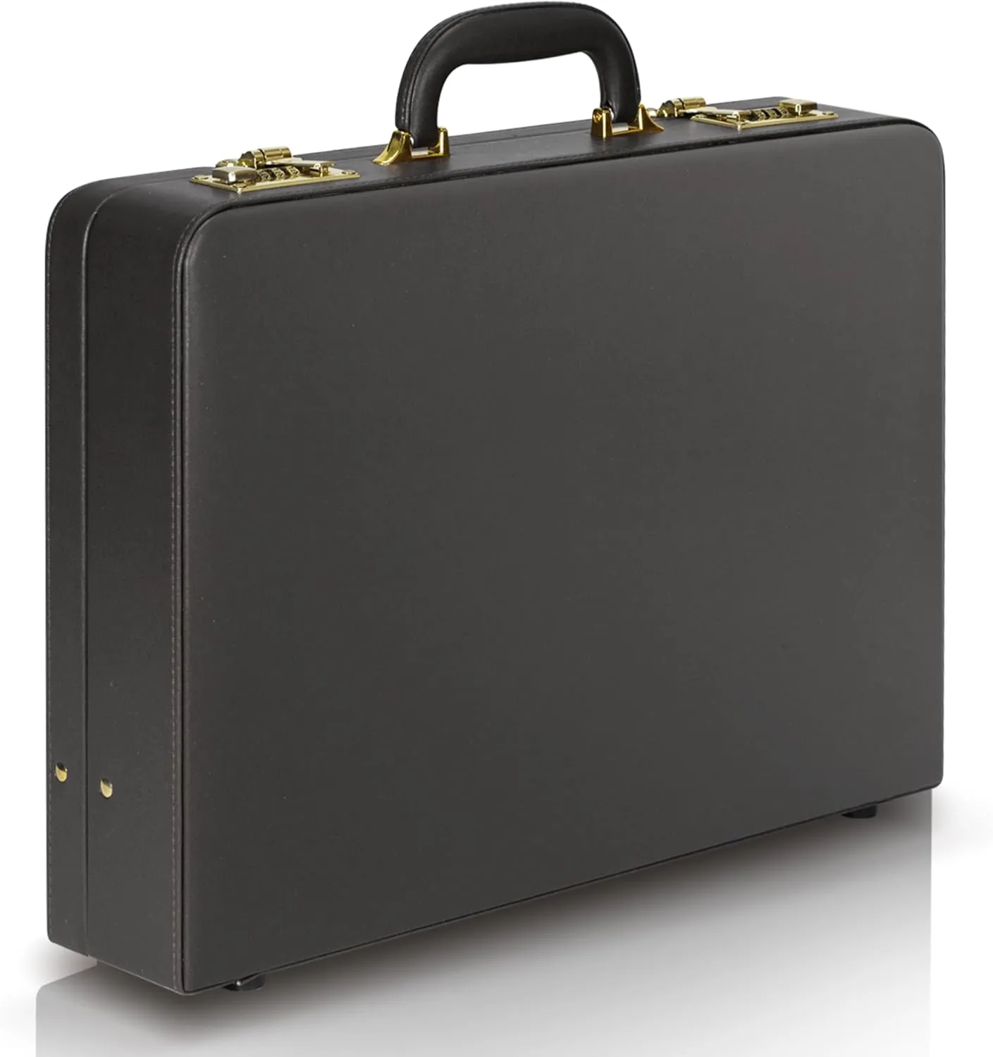 Briefcases for Men, Professional Leather Briefcase with Lock, Hard Shell Business Brief Case, Durable Executive Attache Case for Laptop Documents, Mens Hard Briefcase for Work Office Travel, Black