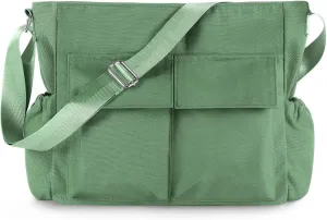 Canvas Messenger Bag Crossbody Shoulder Bag for Men Women Vintage Tote Laptop Bag Large Hobo Bag with Multiple Pockets