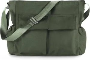 Canvas Messenger Bag Crossbody Shoulder Bag for Men Women Vintage Tote Laptop Bag Large Hobo Bag with Multiple Pockets