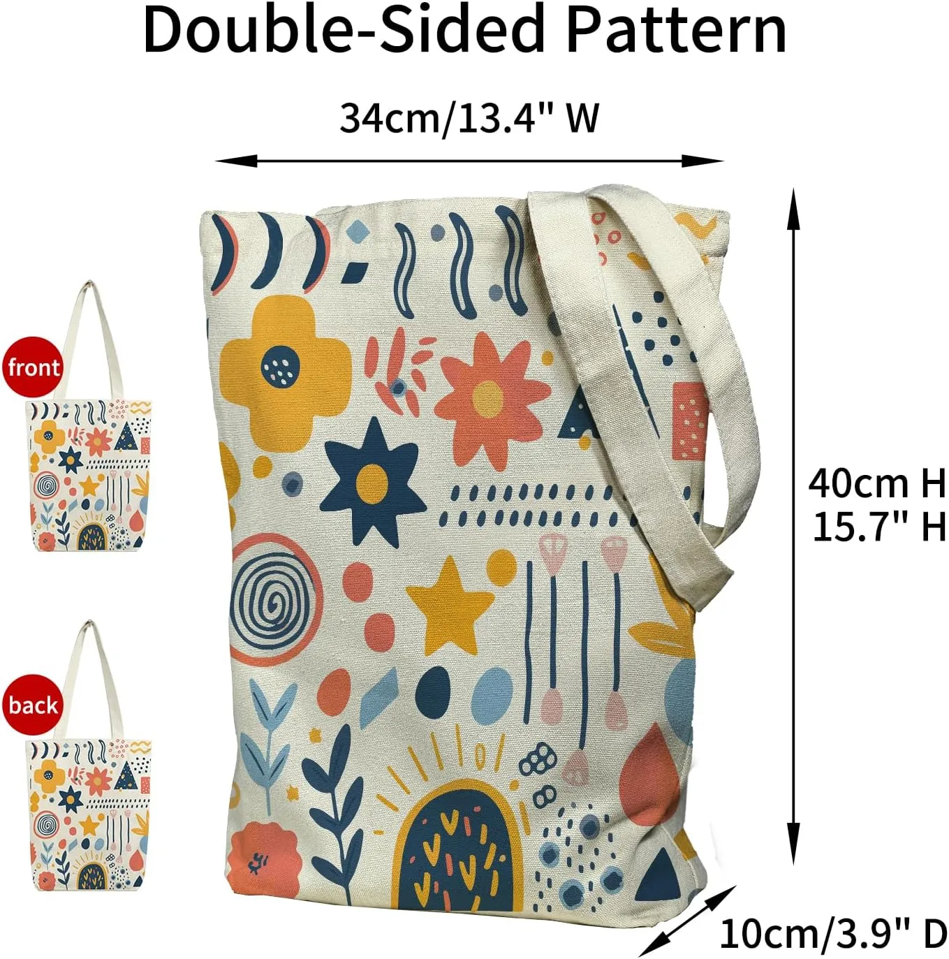 Canvas Tote Bag for Women, Aesthetic Tote Bag with Zipper Pocket for Grocery Travel Work Gift, Canvas Shopping Bag