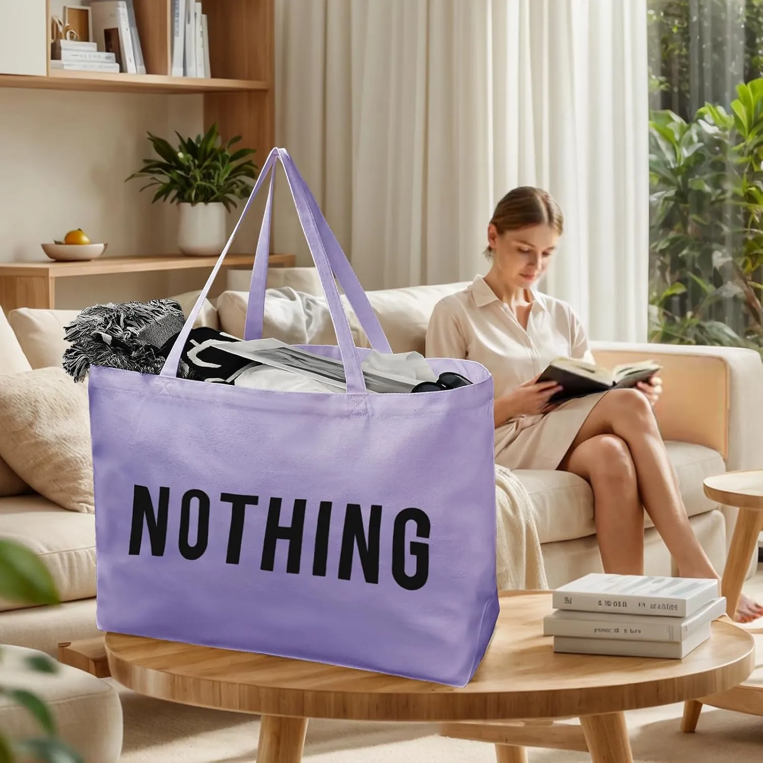 Canvas Tote Bag for Women - Reusable Grocery Bags Extra Large Shopping Bags Heavy Duty Canvas Bags with Handles