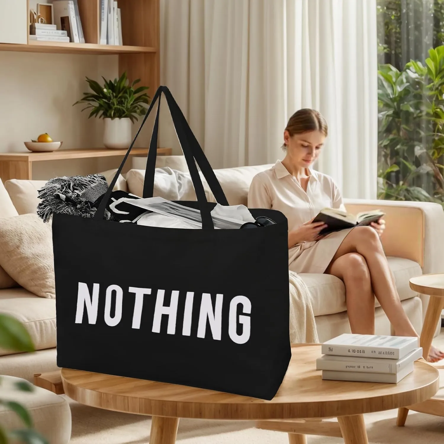 Canvas Tote Bag for Women - Reusable Grocery Bags Extra Large Shopping Bags Heavy Duty Canvas Bags with Handles