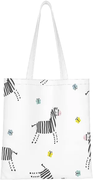 Canvas Tote BagViruses Cartoon Bacteria Emoticon Reusable Large Shopping Shoulder Tote Bag For Women