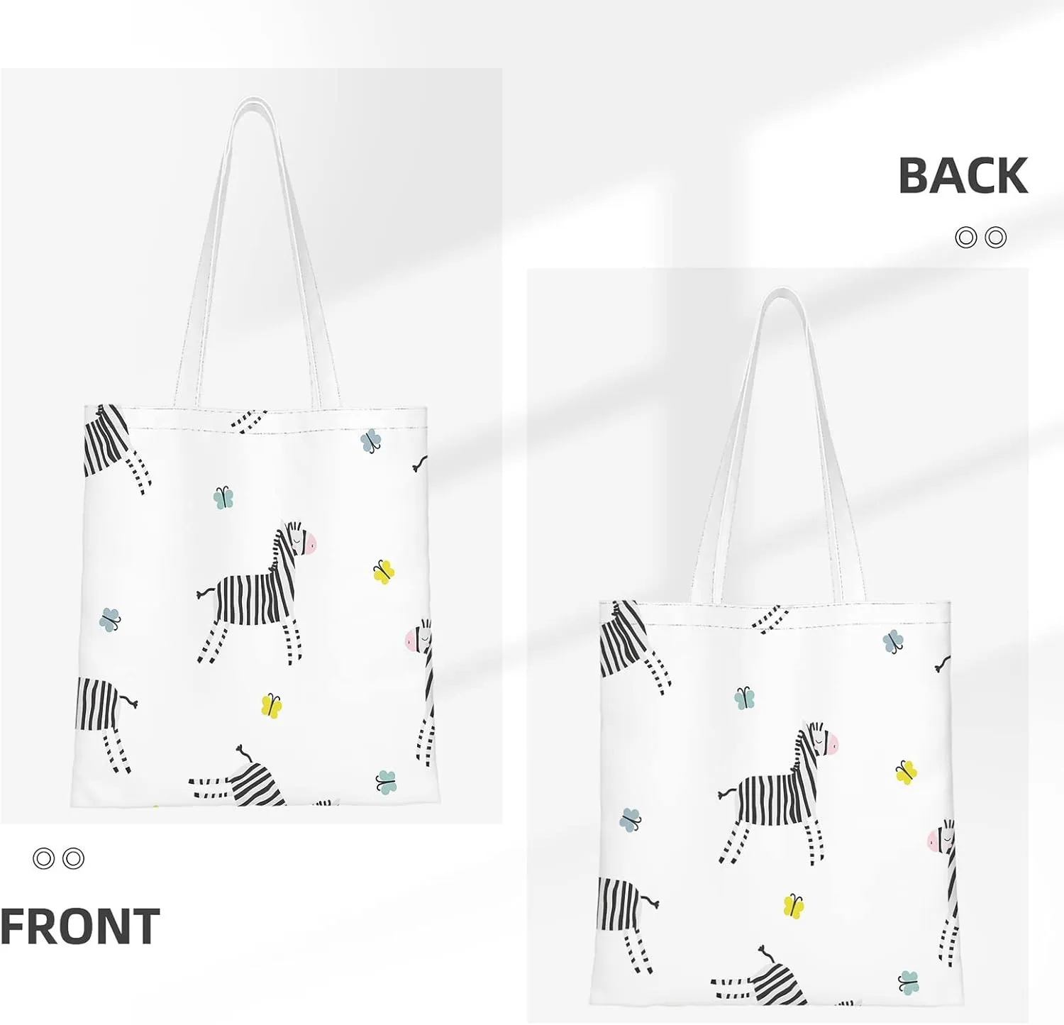 Canvas Tote BagViruses Cartoon Bacteria Emoticon Reusable Large Shopping Shoulder Tote Bag For Women
