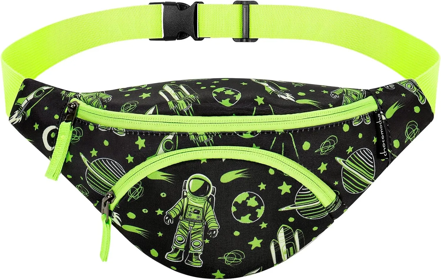 Choco Mocha Kids Fanny Pack for Boys, Toddler Belt Bag 2-4 4-6 Kid Waist Bag Outer for Little Boy age 6-9 8-12 Small Hip Pack (Astronaut-Neon Green)
