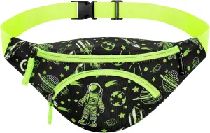 Choco Mocha Kids Fanny Pack for Boys, Toddler Belt Bag 2-4 4-6 Kid Waist Bag Outer for Little Boy age 6-9 8-12 Small Hip Pack (Astronaut-Neon Green)