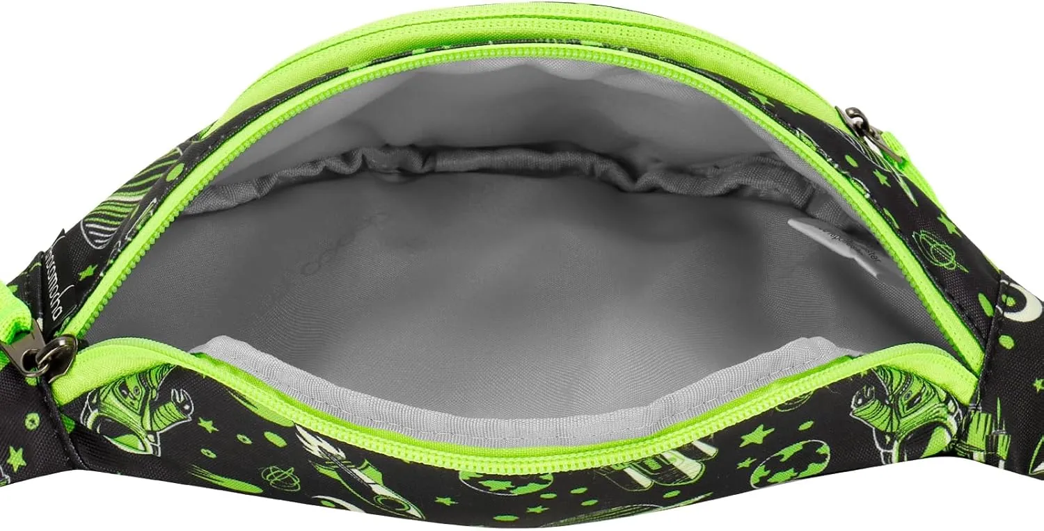 Choco Mocha Kids Fanny Pack for Boys, Toddler Belt Bag 2-4 4-6 Kid Waist Bag Outer for Little Boy age 6-9 8-12 Small Hip Pack (Astronaut-Neon Green)
