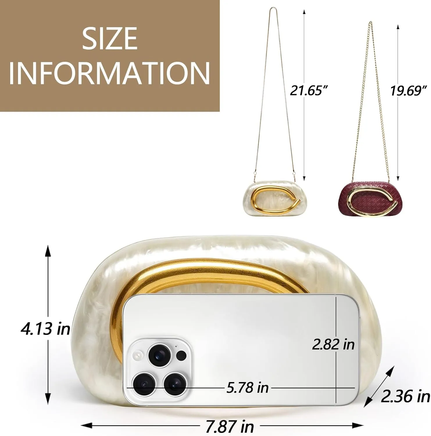 Clutch Purse Women Evening Bag Unique Trendy Purse 2025 Vegan Leather Handbag Acrylic Clutch Box with Chain