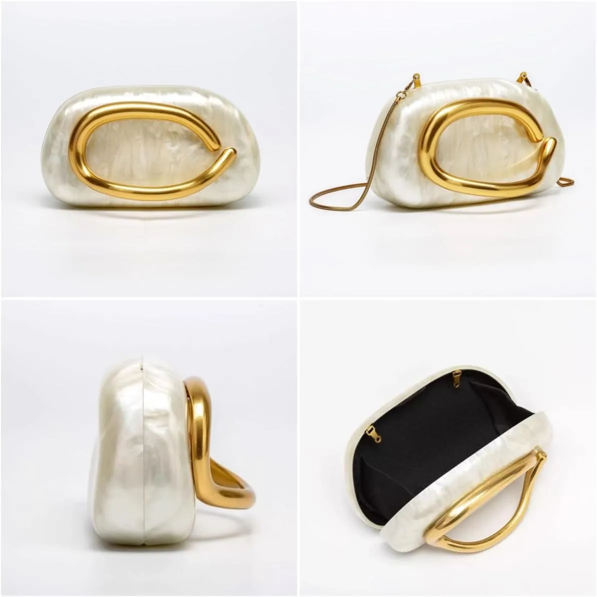 Clutch Purse Women Evening Bag Unique Trendy Purse 2025 Vegan Leather Handbag Acrylic Clutch Box with Chain