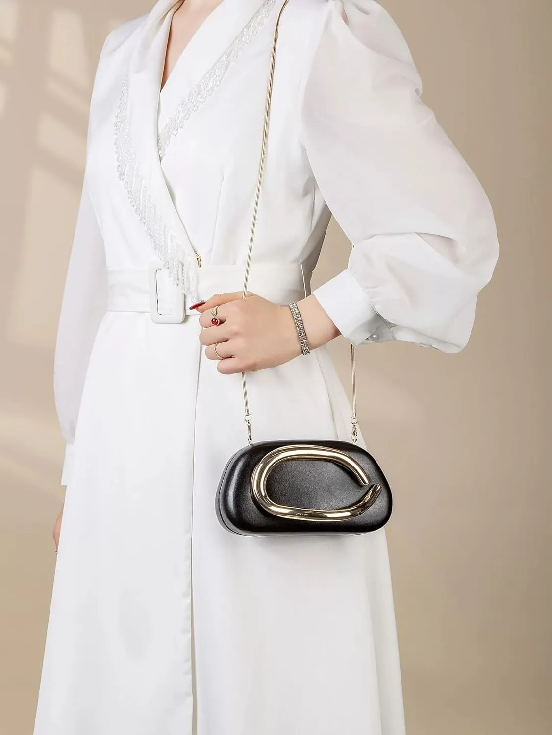 Clutch Purse Women Evening Bag Unique Trendy Purse 2025 Vegan Leather Handbag Acrylic Clutch Box with Chain