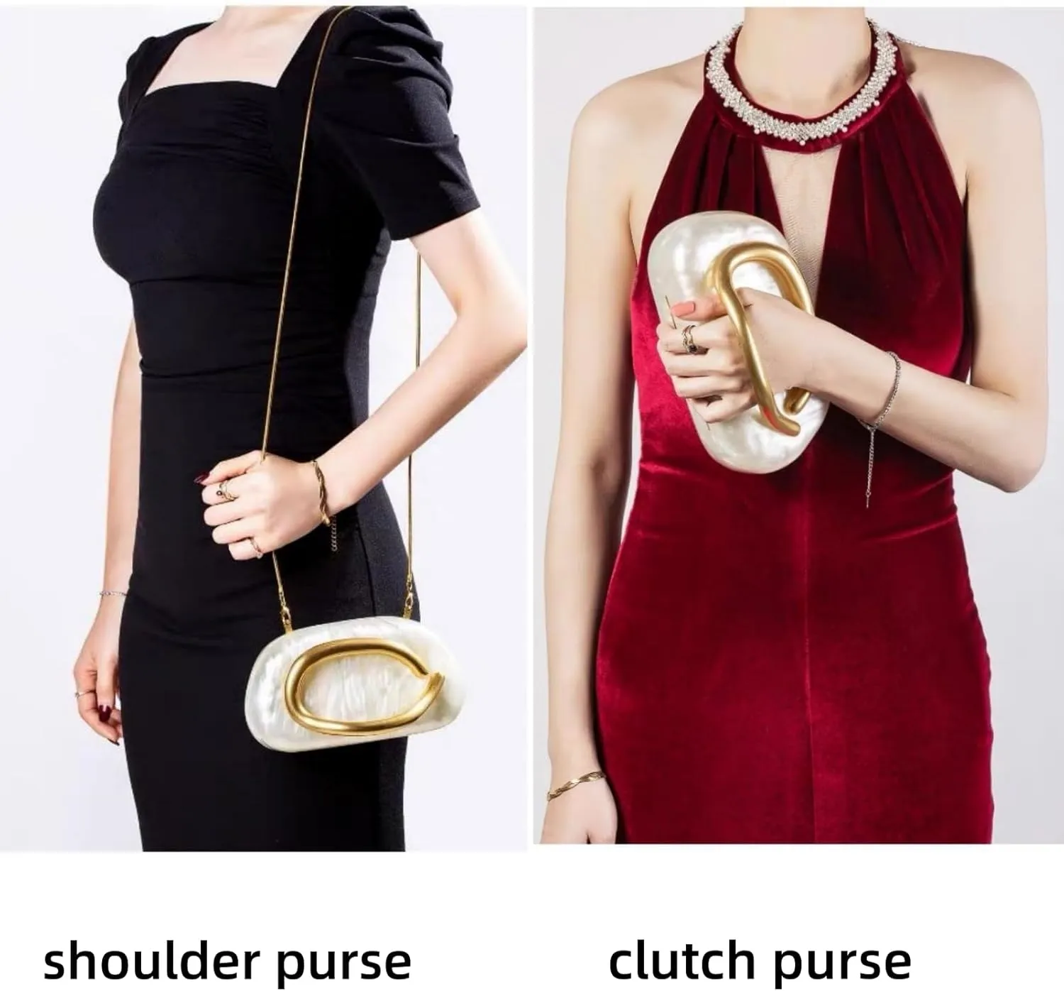 Clutch Purse Women Evening Bag Unique Trendy Purse 2025 Vegan Leather Handbag Acrylic Clutch Box with Chain