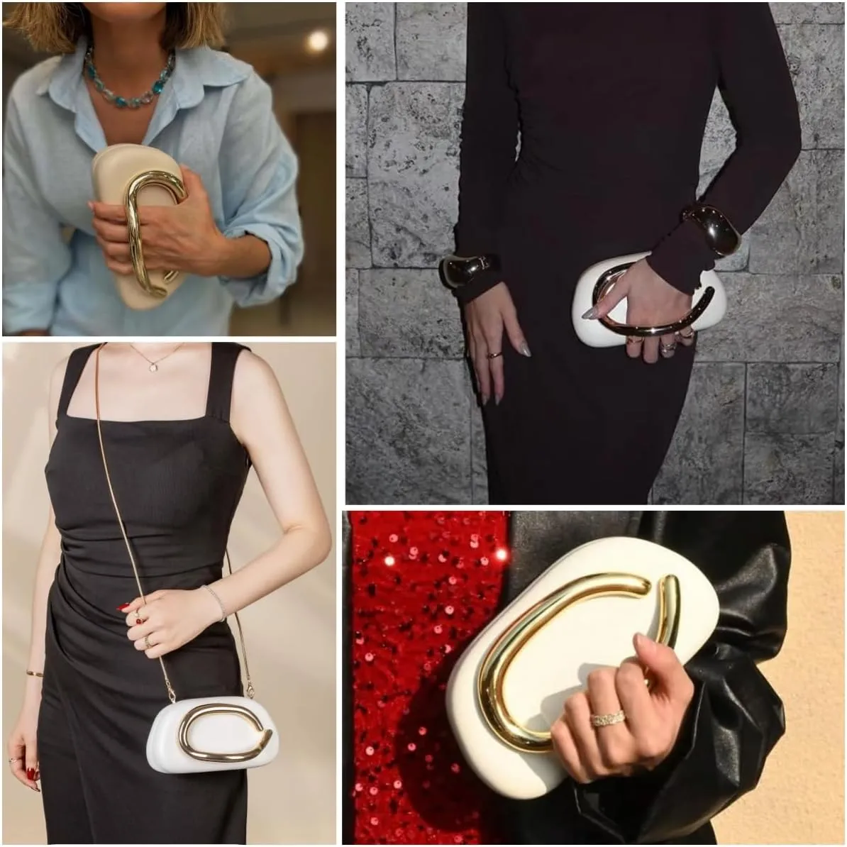 Clutch Purse Women Evening Bag Unique Trendy Purse 2025 Vegan Leather Handbag Acrylic Clutch Box with Chain