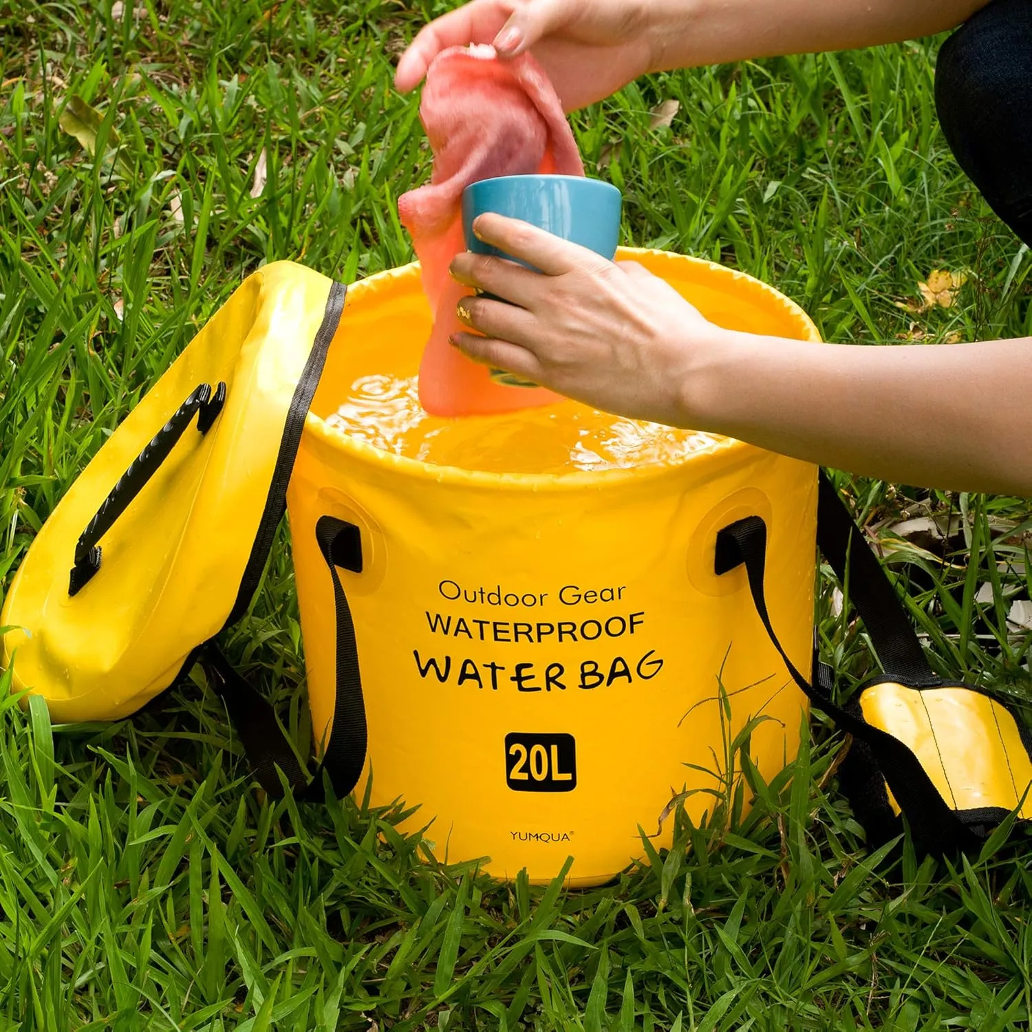 Collapsible Bucket with Lid, Portable Folding Water Bucket Wash Basin for Camping Boating Traveling Fishing Gardening Car Washing