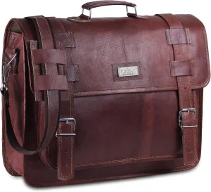 Convertible Leather laptop bag 18 inch and backpack for men  Vintage Full Grain Leather satchel for men  Genuine Leather briefcase for Business  Brown Leather computer bag with rustic look