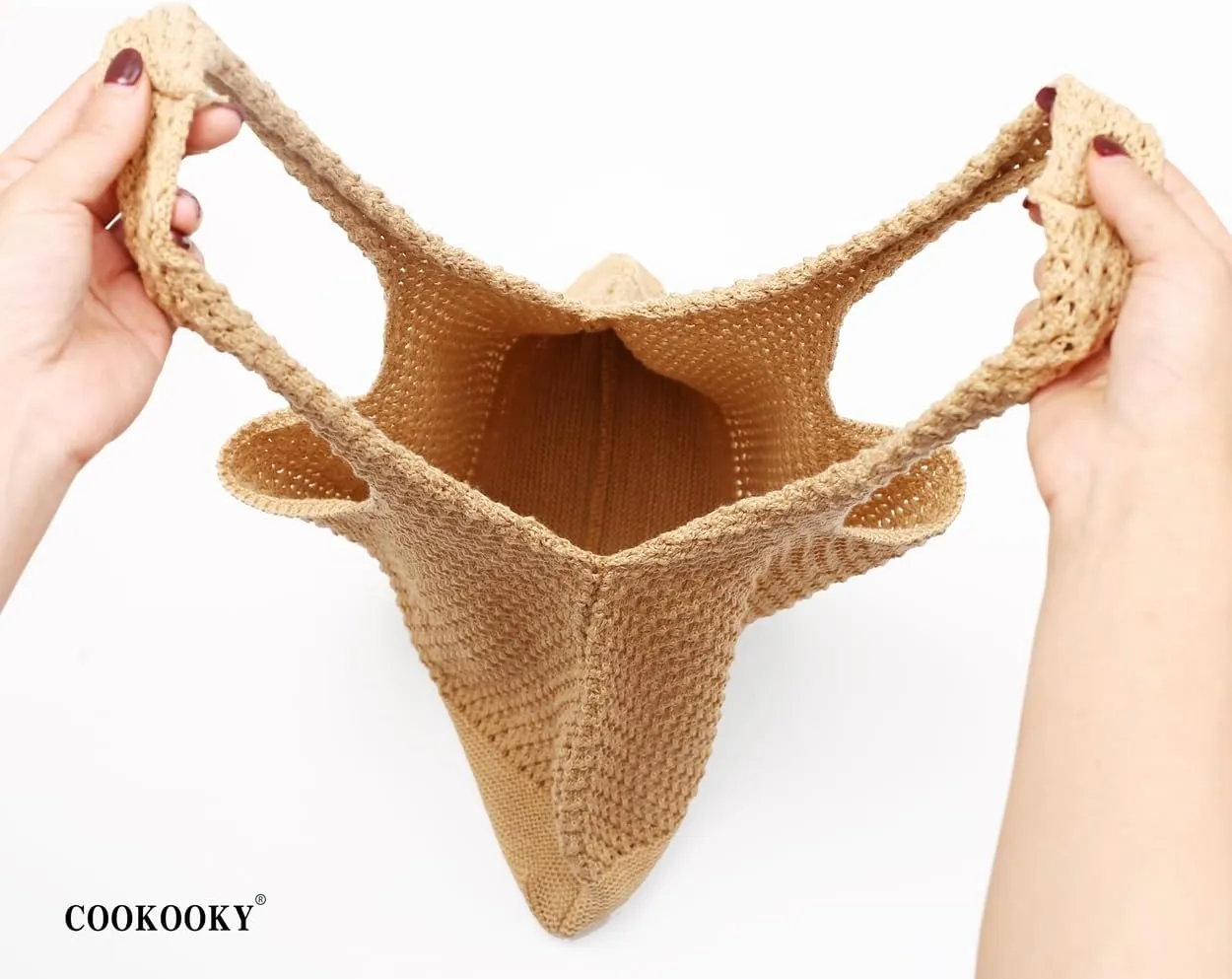 COOKOOKY Crochet Beach Tote bag Summer Beach Bag for Women Aesthetic Mesh Tote Bag Hippie Bag Knit Bag