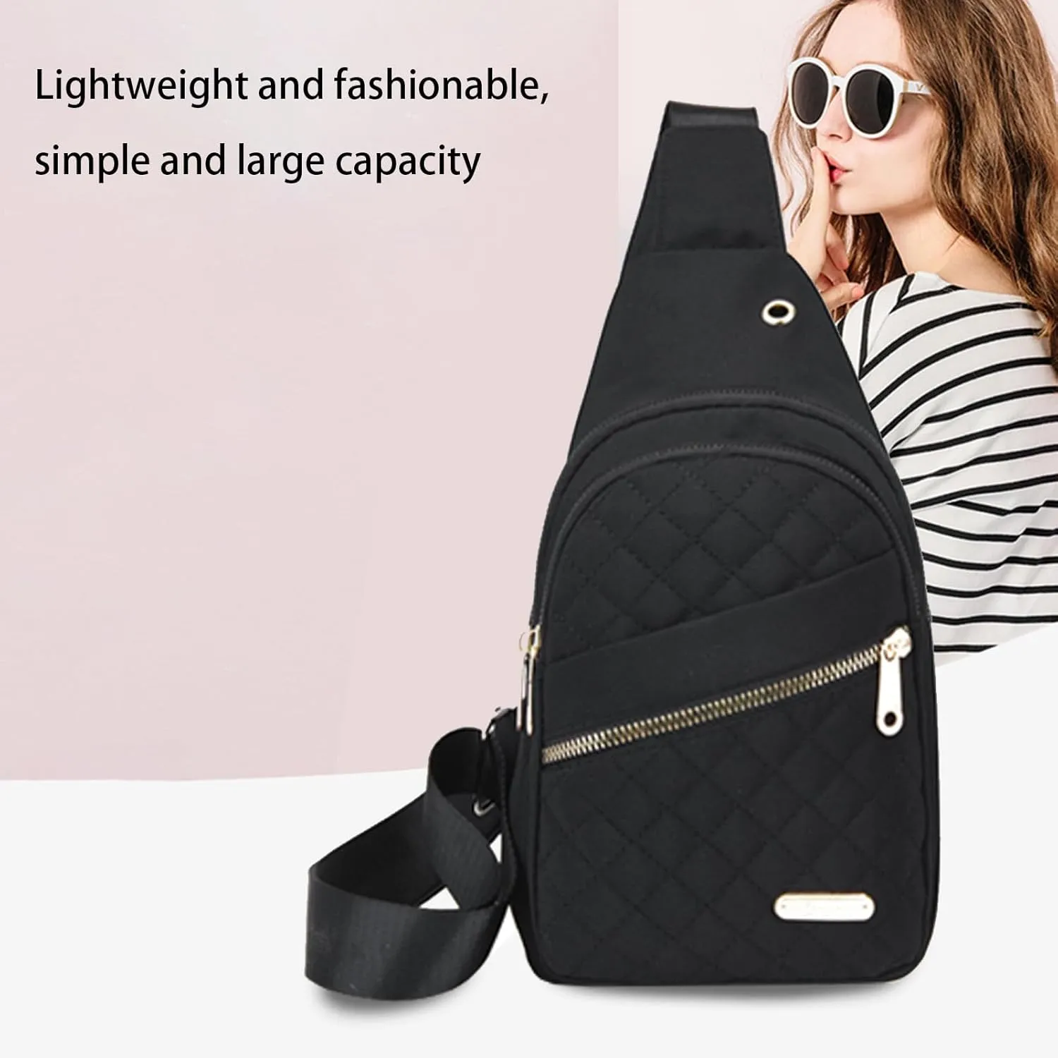 Crossbody Sling Bag for Men Women, Large Capacity Shoulder Bag with Data Hole, for Hiking, Camping, Cycling