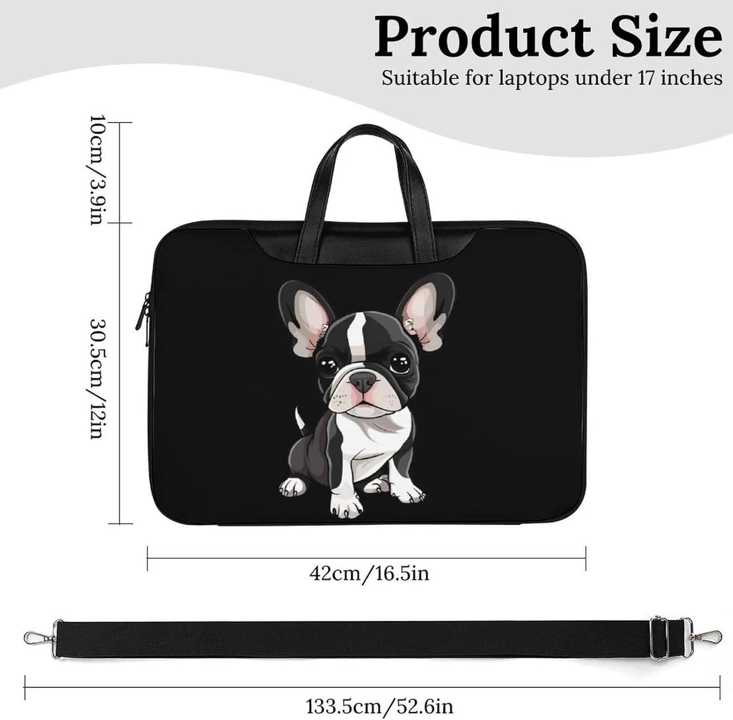 Cute Boston Terrier Dog Laptop Bag PU Leather Computer Tote Bag Carrying Case Messenger Bag with Handle