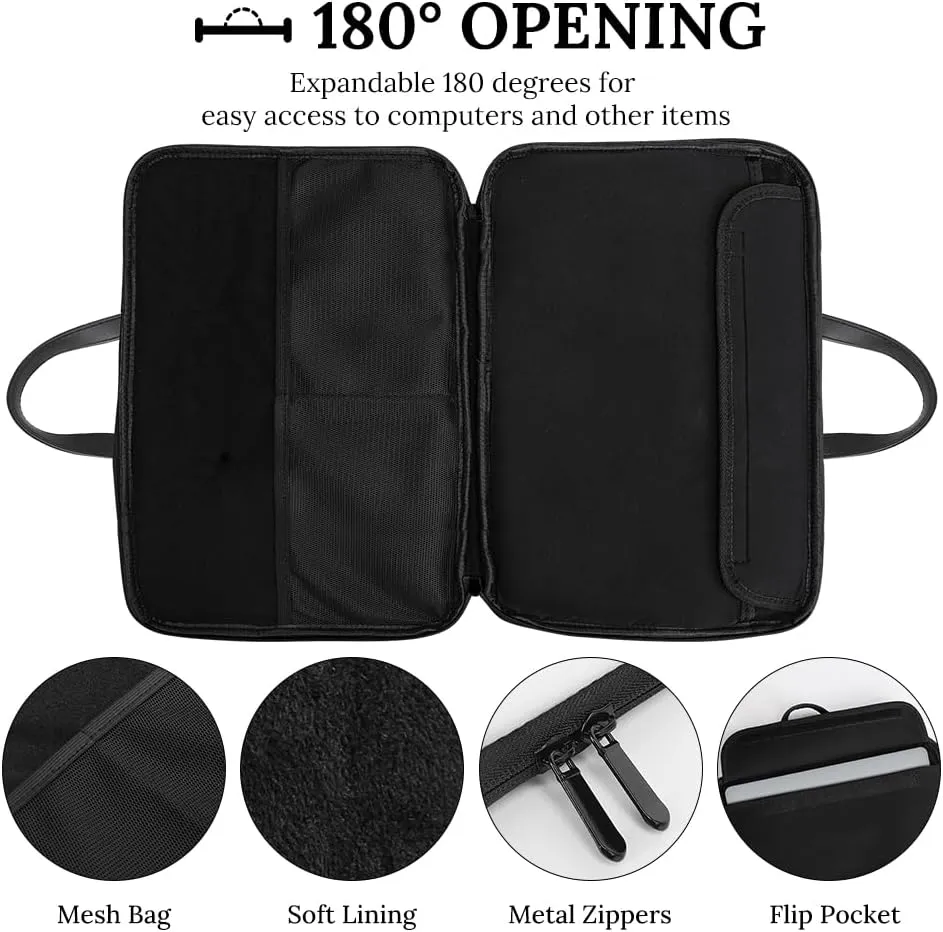 Cute Boston Terrier Dog Laptop Bag PU Leather Computer Tote Bag Carrying Case Messenger Bag with Handle