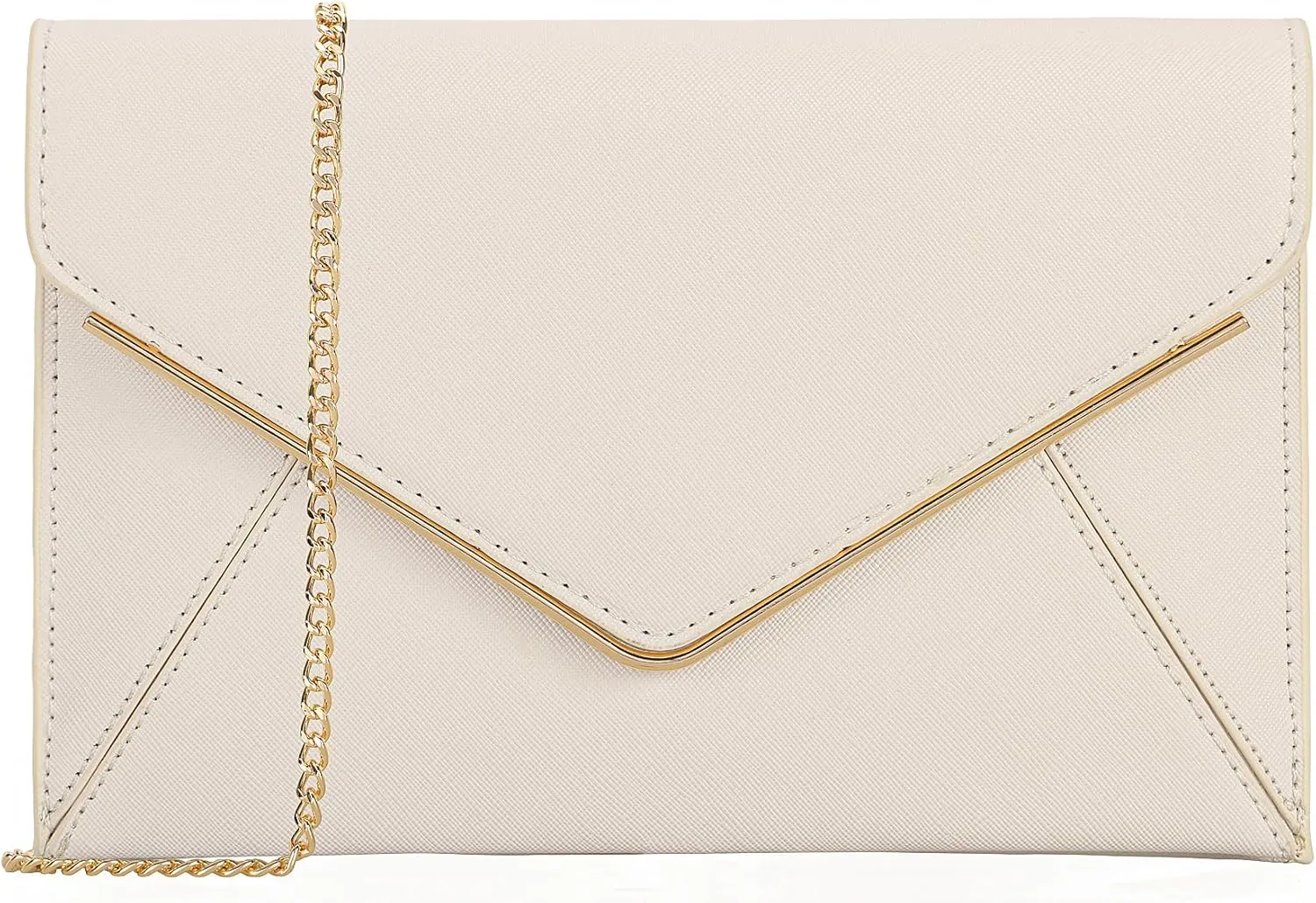DEXMAY Evening Clutch Handbag for Women Elegant Saffiano PU Leather Envelope Handheld Purse Formal Foldover Dressy Bag