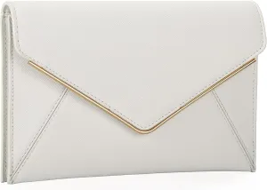 DEXMAY Evening Clutch Handbag for Women Elegant Saffiano PU Leather Envelope Handheld Purse Formal Foldover Dressy Bag