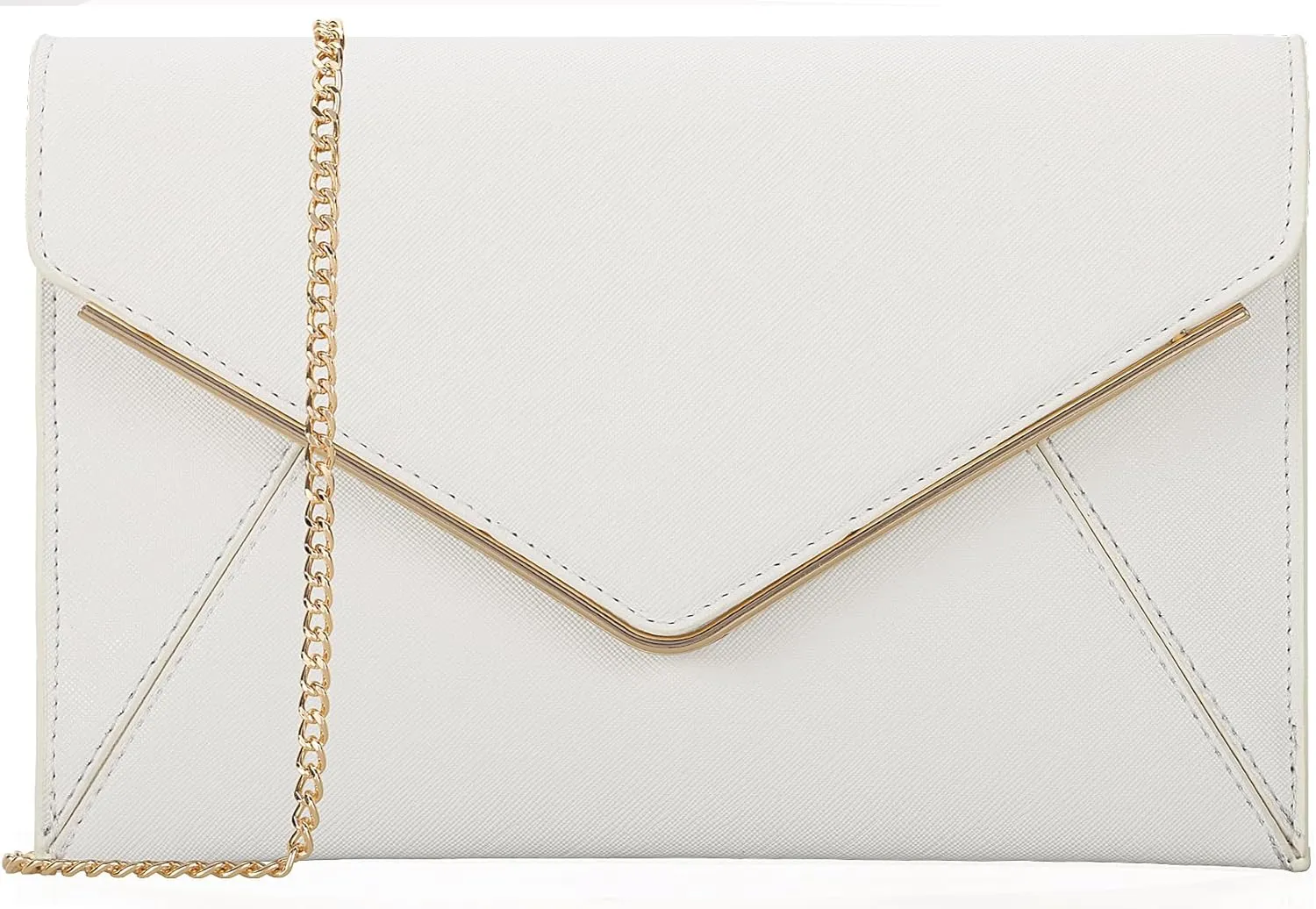 DEXMAY Evening Clutch Handbag for Women Elegant Saffiano PU Leather Envelope Handheld Purse Formal Foldover Dressy Bag