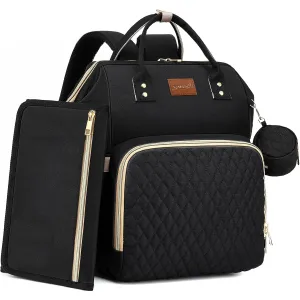 Diaper Bag Backpack with Changing Pad Pacifier Case, Baby Bag for Boy Girl Toddler - Large, Stylish, Waterproof Travel Diaper Bag for Mom - Baby Shower Gifts - Black