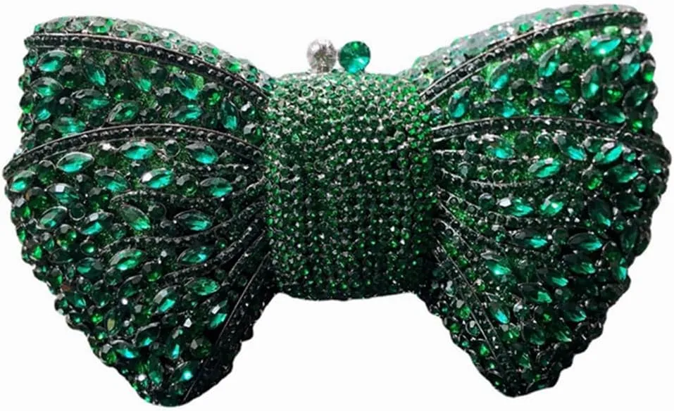 DJBM Sweet Bow Rhinestone Crystal Evening Clutch Diamond Evening Bags Purses and Handbags for Women Formal Party Wedding