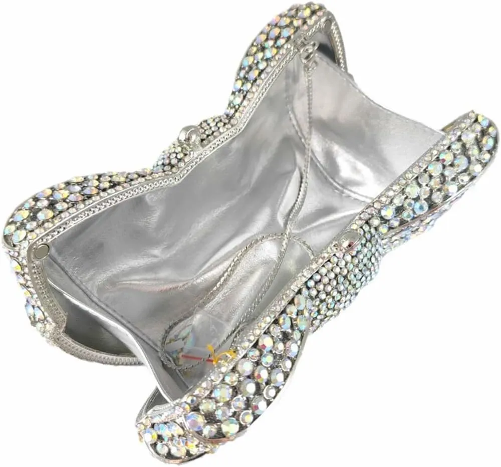 DJBM Sweet Bow Rhinestone Crystal Evening Clutch Diamond Evening Bags Purses and Handbags for Women Formal Party Wedding