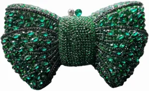 DJBM Sweet Bow Rhinestone Crystal Evening Clutch Diamond Evening Bags Purses and Handbags for Women Formal Party Wedding