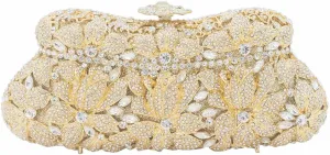 DJBM Vintage Women Floral Rhinestone Crystal Purse Rose Evening Clutch Diamond Evening Bags for Party Wedding Cocktail Prom
